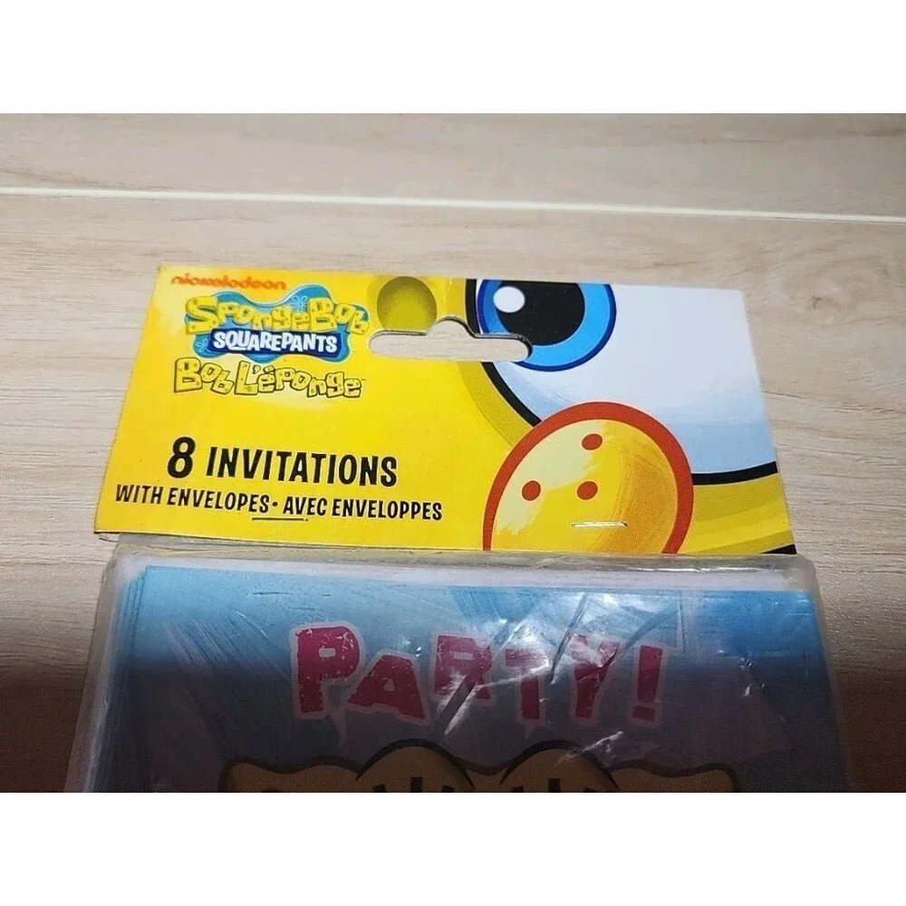 Spongebob Squarepants Nickelodeon Party Invitations (8) 2012 NEW w/ Envelopes
